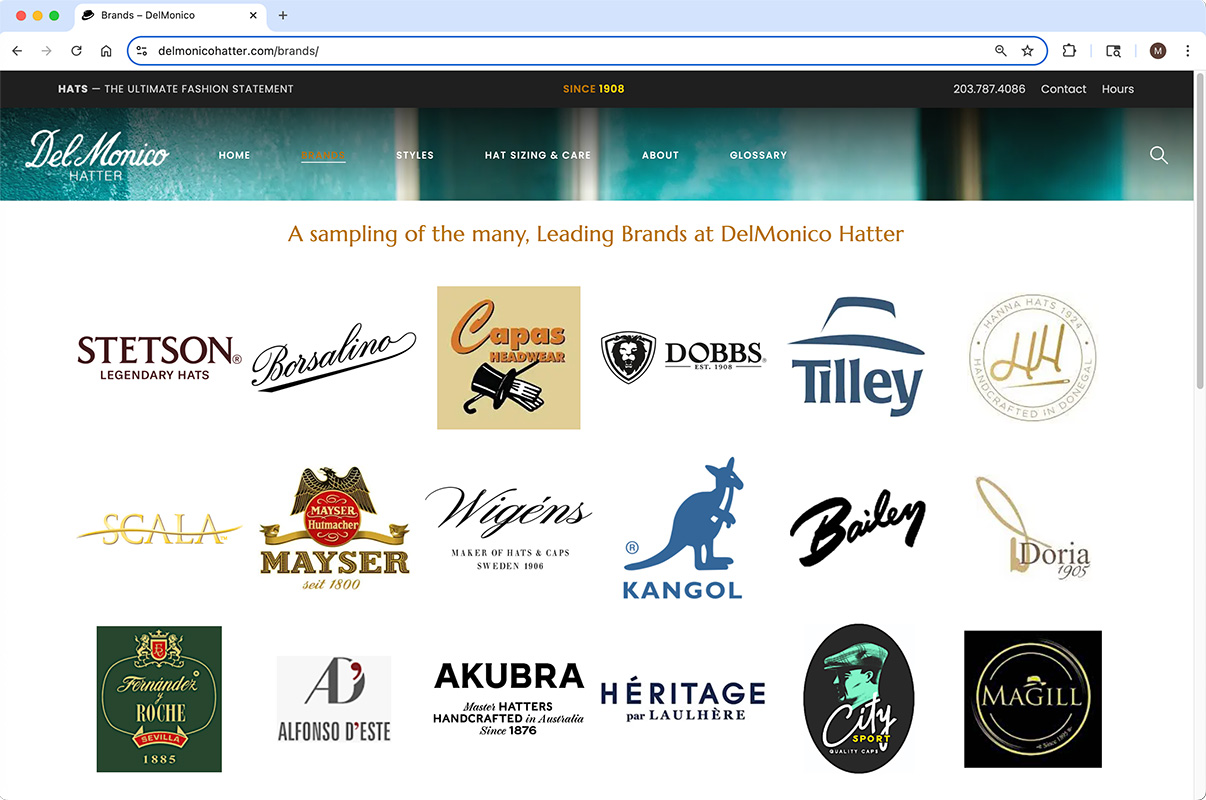 DelMonico inside brand page